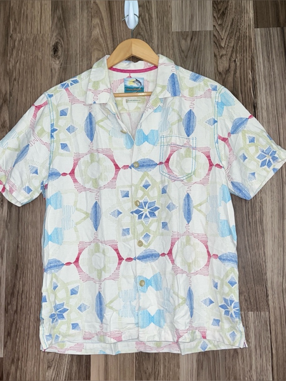 Tommy Bahama Island Modern Fit Mens Shirt Hawaiian Floral 100% Silk Size L